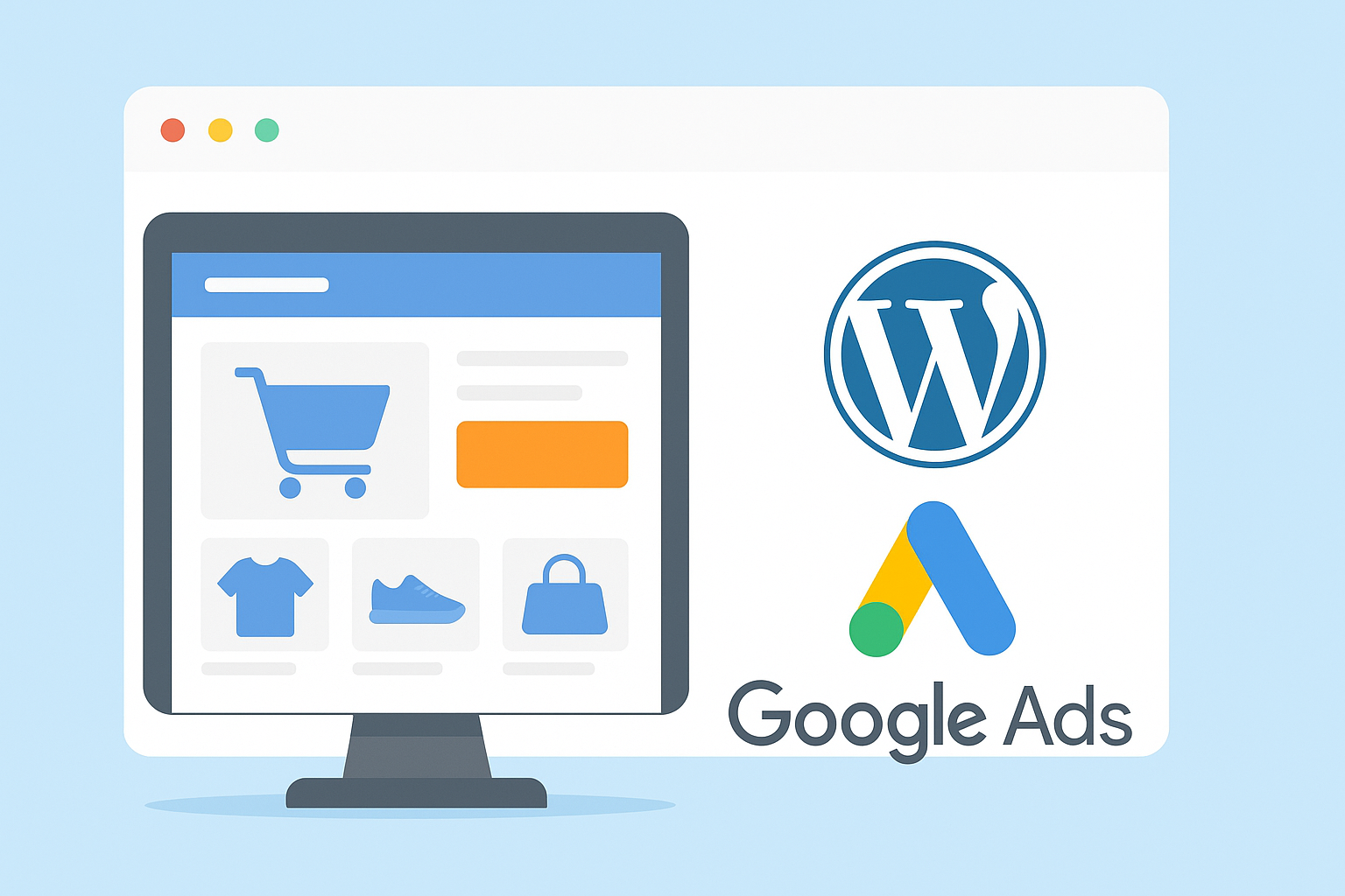 WordPress Analytics and Google Ads services illustration