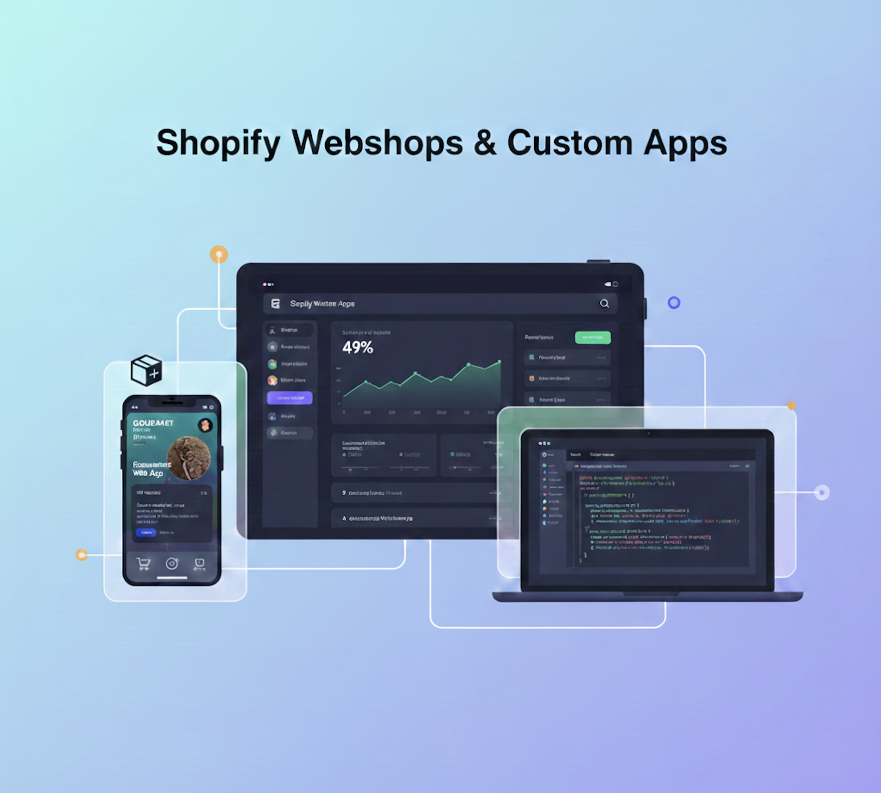 Shopify webshop and custom app development illustration